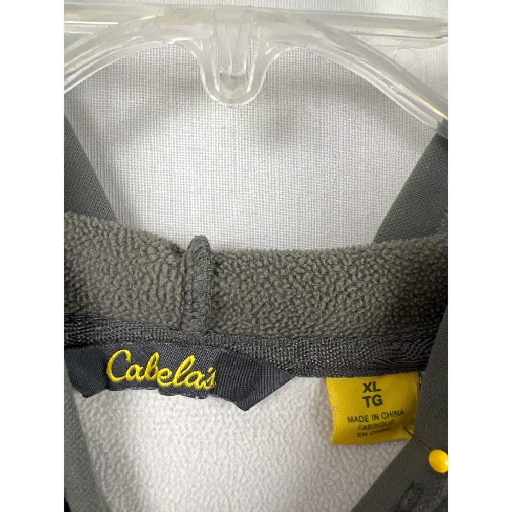Cabela's Hoodie Mens XL Gray Snow Camo Performance Fleece Pullover Logo - Picture 2 of 7